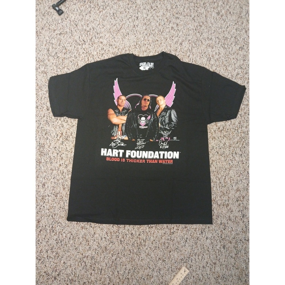 WWF The Hart Foundation Blood Shirt Size XL Bret Hart Owen Hart WWE WCW EUC